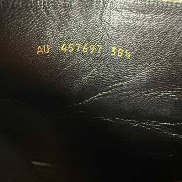 Saint Laurent Lou Gold Metallic Leather Ankle Boots Block Heel EU 38.5 US 8.5 - Picture 9 of 13